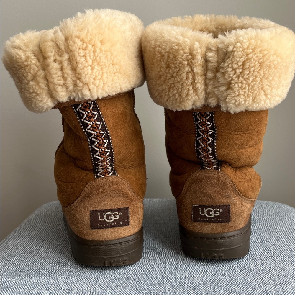 Ugg Ultra Tall Braided Back 5245 New Zealand‎ Label Sheepskin Rubber Sole Tasman - Picture 4 of 14
